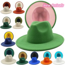 Beanie/Skull Caps Yellow red bottom fedoras wide brim hat Panama felt hat for male jazz hat church top cap women hats for men T221013