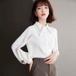 Women's Blouses Women's & Shirts Vintage White Embroidered Shirt Chiffon Long Sleeve Top 2022 Spring Womens Tops And Blusas