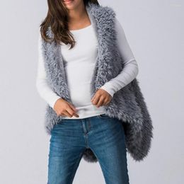 Women's Fur Plus Size Plush Vest Women Faux Coat Gilet Winter Warm Fashion Sleeveless Hairy Jacket Waistcoat Female Irregular Outwear