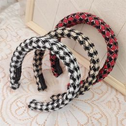 New Korean Temperament Vintage Houndstooth Wide Hairband Hair Accessories Sweet Girl Women's Headband Headwear