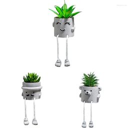 Decorative Flowers Artificial Potted Plant Fake Succulent Cute Hanging Leg Ceramic Succulents Decor For Desk Shelf