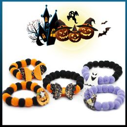 Colourful Ghost Festival Cat Dog Ball Collar Elastic Adjustable Pet Halloween Accessories Cole Duck Accessories