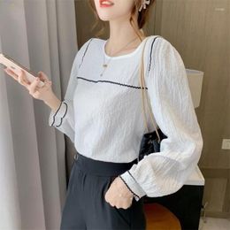 Women's Blouses Blouse Women's O-Neck Chiffon Shirt Loose Long Sleeve College Style Top Camisas De Mujer Casual