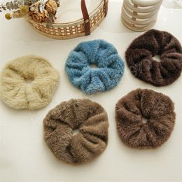 Fashion Women Soft Mink Scrunchies Girl Fluffy Hair Rope Ties Plush Elastic Hair Bands Furry Rubber Band Hair Accessories