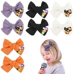 4 inch Baby Halloween Bows WITH Clip Hair Accessories Girls Kids Ghost Hairpin Children Girl Accessories