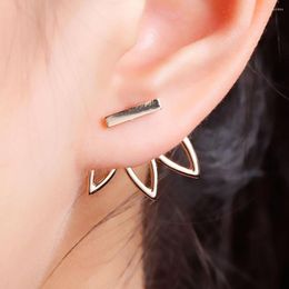 Stud Earrings DoreenBeads Vintage Lotus Metal Bar Fashion Ear Jacket Woman Jewelry Gold Color / Dull Silver 1 PC