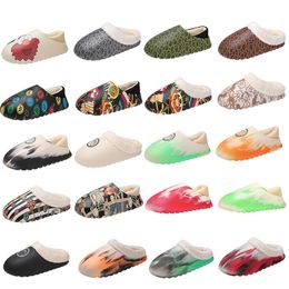 Cotton Slippers Warm Shoes Ordinary Cartoon Irregular Watercolour Graffiti Plush Indoor and Outdoor Couple's Winter Snow Boots Women's Men's Large Sizes EUR36-47