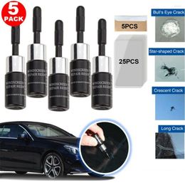 Car Wash Solutions 5x Automotive Glass Crack Nano Windshield Repair Fluid Resin Clear Gap Auto Parts Tool Kit