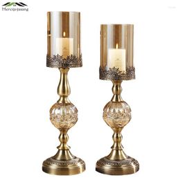 Candle Holders Glass Metal Votive Candlestick European Style Romantic For Wedding Dinner Birthday Decoration Candelabra GZT017