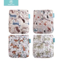 Cloth Diapers Happyflute 4pcs/Set Washable Eco-Friendly Diaper Cover Adjustable Nappy Reusable fit 3-15kg Baby 221014