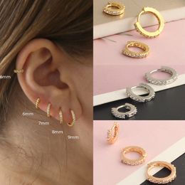 1Pairs Small Hoop Earrings Cubic Zirconia Huggie White Gold Plated Cartilage Piercing Earrings Ear Cuff Tiny 6mm-10mm