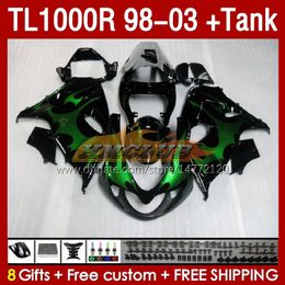 Fairings & Tank For SUZUKI SRAD TL-1000 TL 1000 R 1000R 98-03 Bodywork 162No.5 TL1000 R TL1000R 98 99 00 01 02 03 TL-1000R 1998 1999 2000 2001 2002 2003 Fairing green flames