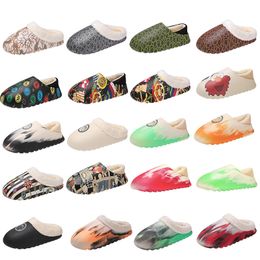 Cotton Slippers Warm Shoes Ordinary Cartoon Irregular Watercolour Graffiti Plush Indoor and Outdoor Couple's Winter Snow Boots Women Men's Sizes EUR36-47