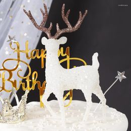 Christmas Decorations Crystal Deer Ornaments Cake Decoration Merry Decor Imitation Elk