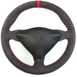 DIY Hand Stitch Black Suede Car Steering Wheel Wrap Cover Handle Cover For Porsche 911 986 996 Carrera Boxster S 1998-2004