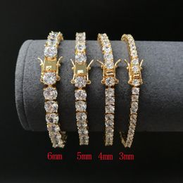 Fashion Jewellery Tennis Bracelet Designer Bracelets Sier Gold Chain Diamond Zircon Stainless Steel for Men 3mm 4mm 5mm 6mm Chains 7inch 8inch