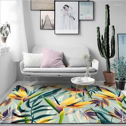 Carpets Nordic Yellow Plant Pattern Carpet Area Rug For Living Room Kids Coffee Table Floor Mat