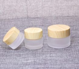 Empty Refillable Containers bottle with Wooden Grain Screw Caps and Inner Lids Round Glass Jars for Cosmetic 5 10 15 30 50 G