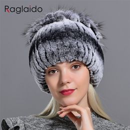 BeanieSkull Caps Raglaido Fur Hats for Women Winter Real Rex Rabbit Hat fur kniting female warm snow caps ladies elegant princess beanies cap 221013