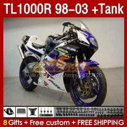 Fairings & Tank For SUZUKI SRAD TL-1000 TL 1000 R 1000R TL1000R 98 99 00 01 02 03 Bodywork 162No.62 TL-1000R 1998 1999 2000 2001 2002 2003 TL1000 R 98-03 Fairing white blue