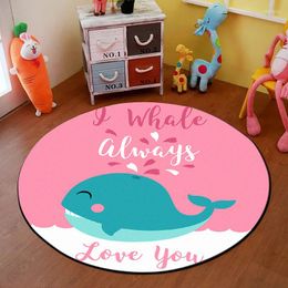 Carpets Cute Cartoon Pink Whale Bear Round Child Climbing Mat Hanging Basket Chair Bedroom Antiskid Baby Room Game Crawl Rug