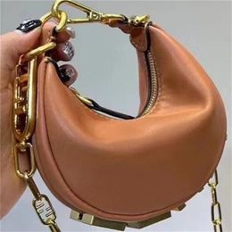 Spring Summer New Ins Women's Chain Letter Wrist Bag Clutch Ladies Fashion Shoulder Diagonal Bag Half Moon Handbag