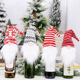 Christmas Gnome Champagne Bottle Cover Dress Up Holiday Party Wine Bottle Cap Decor Home Ornaments GCB16312