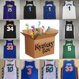 MYSTERY BOX Basketball Jerseys Mystery Boxes Sports Shirt Gifts for Any Shirts Mcgrady Garnett Bird Barkley Ewing Hardaway Nash Francis Sent at Random Mens