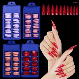 False Nails 100Pcs Candy Colour Nail Tips Full Cover Long Stiletto Acrylic Ballerina Fake Tip DIY Beauty Manicure Extension Tools