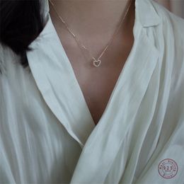 Pendant Necklaces 925 Sterling Sier Simple Zircon Heart Clavicle Chain Necklace Women Classic Fashion 14K Real Gold Plating Jewelry Smtwm