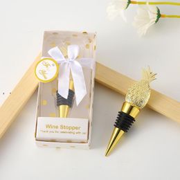 Tropical Wedding Favors Gold Pineapple Wine Bottle Stopper in Gift Box Party Decorative Ananas Wine Stoppers BBB16307