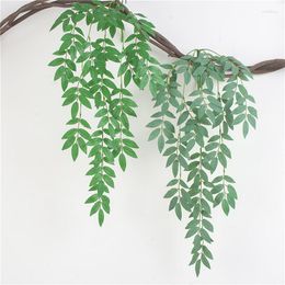 Decorative Flowers Artificial Leaves Plastic Plant Vine Wall Hanging Garden Living Room Club Bar Decorated Fake Green