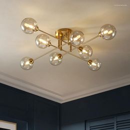 Chandeliers Nordic Modern LED Chandelier For Living Room Dining Bedroom Kitchen Ceiling Pendant Lamp Glass Ball G9 Gold Design Light