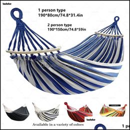 Hammocks Thick Outdoor Hammock Cotton Adt Child Sleep Portable Hanging Bed Cam Beach Garden Single People Travel Swing 220606 Drop De Otqad