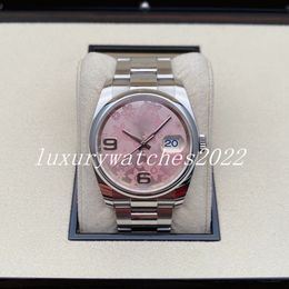 NF V5 Version Lady Watch Pink Flower 36mm Aspetto Aspetto in acciaio inossidabile Crystale inossidabile Autunno meccanico Regalo orologio da polso in vetro