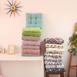 Pillow Square Stripe Printing Pure Colour Cotton And Linen Student Office Chair Thicken Fabric Back Soft