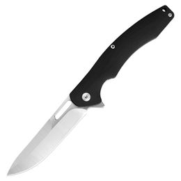 R1021 Flipper Folding Knife D2 Satin Blade G10 with Stainless Steel Sheet Handle Ball Bearing Fast Open Folder Knives