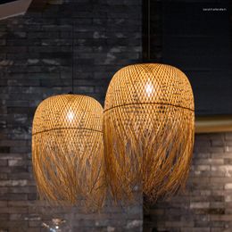 Pendant Lamps Southeast Asia Bamboo Chandelier Lights Japanese Zen Lamp Led Hanging Home Decor Luminaire Suspendu Fixture