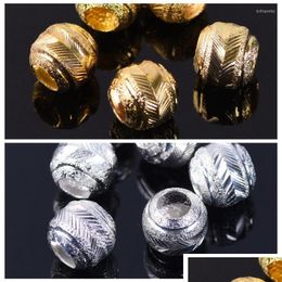 Other See Pic Gold Plated Colour Round 8Mm 10Mm Hollow Matte Metal Brass Loose Spacer Big Hole Beads Lot For Jewellery Making Diy Crafts Dhva7