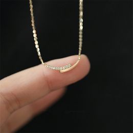 Pendant Necklaces 925 Sterling Sier 14K Gold Plating Pave Crystal Intersection Clavicle Chain Necklace Women Simple Jewellery Accessor Smtpq