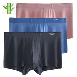 Underpants Ultra Soft Men Underwear Seamless Boxers Luxury Ice Silk Antibacterial Boxer Spandex 3D Pouch Sexy Big Size 3XL Lot Gray