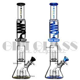 16 inches Glycerin Collins Hookah Beaker Bong Glass Water pipe Freezable coil Dab rig 4 UFO Perc Percolator Oil Rigs recycler pipes Smoking Accessories