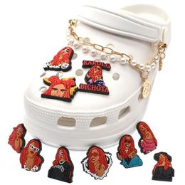 10styles red hair fashion girl shoe accessories decoration buckle clog shoes flower croc charms