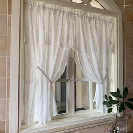 Curtain Lace Window Curtains North European Terrace Living Room American Style White Yarn Pleated With Head Bedroom