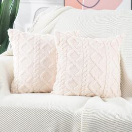 Pillow Soft Plush Cover Fuzzy Short Wool Fleece Throw Covers Square Patterned Warm Winter Decorative Pillows