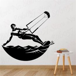 Wall Stickers Surfing Boy Decal Windsurfing Water Sports Door Window Teens Bedroom Home Decor Wallpaper WL1996