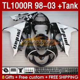 Fairings & white black Tank For SUZUKI SRAD TL-1000 TL 1000 R 1000R 98-03 Bodywork 162No.25 TL1000 R TL1000R 98 99 00 01 02 03 TL-1000R 1998 1999 2000 2001 2002 2003 Fairing