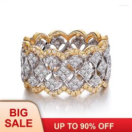 Wedding Rings Luxury Wide Circle Women Band Rose Gold Silver Colour Fashion Small Round Zircon Cz Ring Jewellery