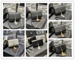 Croc NS Kate Designer WOMEN Sea Turquoise Tassel Matelasse Gold Chain Grained Leather Crossbody Shoulder Bag 7A Quality