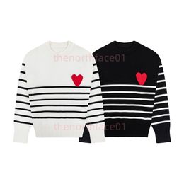 Designer Womens Autumn Winter Sweaters Ladies Fashion Heart Striped Base knit Couples Loose Outer Wear Jumpers Asian Size S-XL